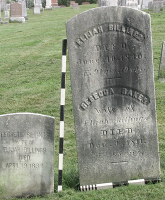 Pierre tombale de la famille Billings au cimetière Grace